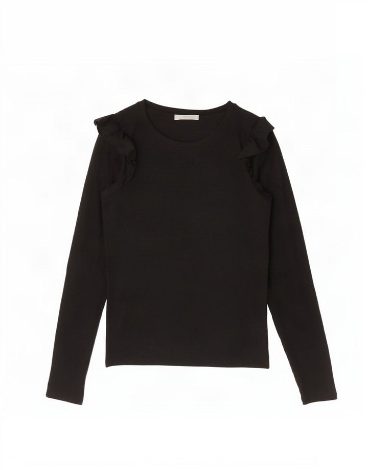 Top Trafaluc pentru femei Zara cu mânecă lungă UK 12 Medium Negru