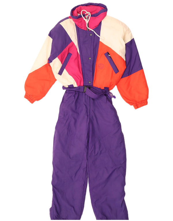 Salopetă de schi vintage pentru femei UK 10 mic violet colorblock