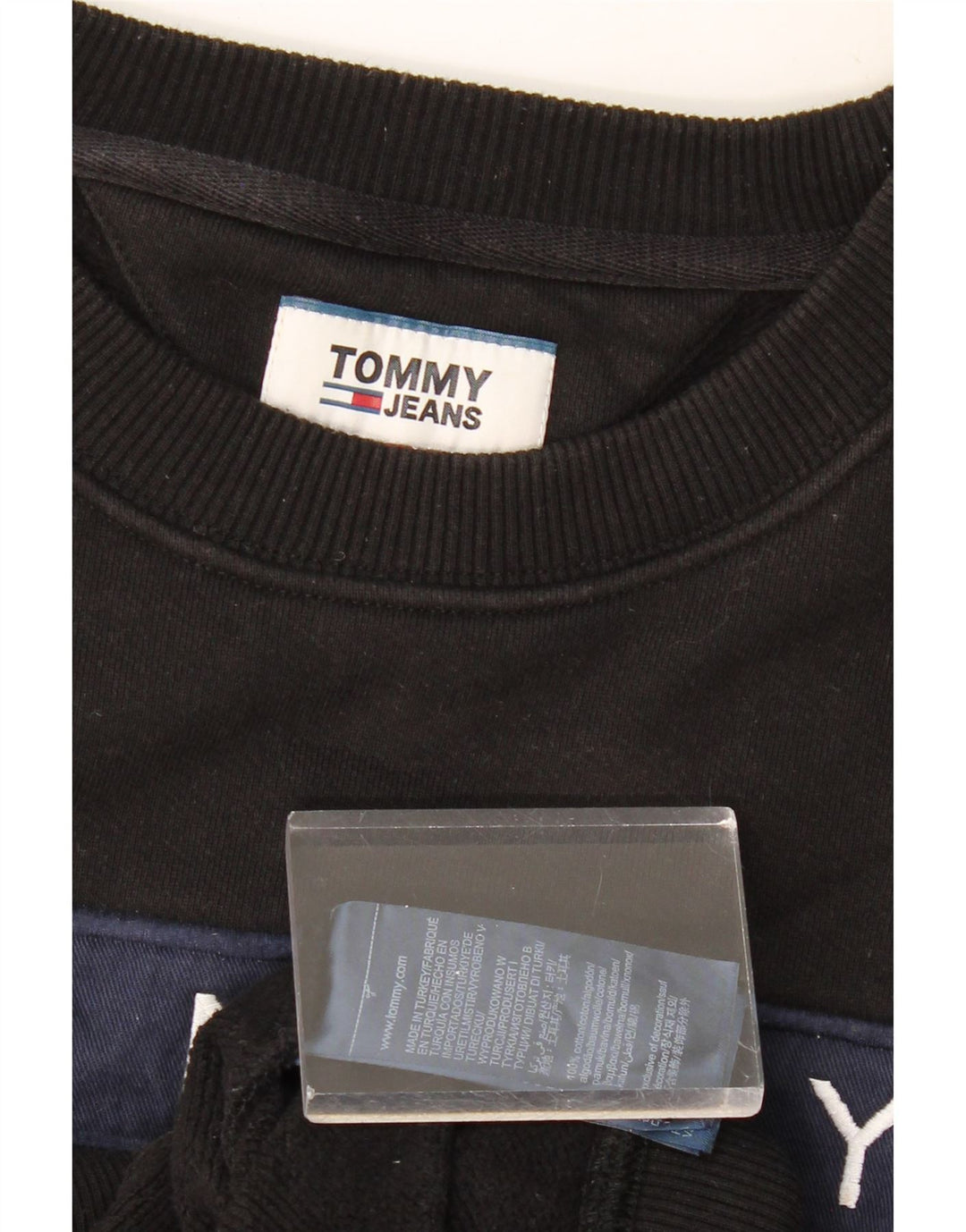 TOMMY HILFIGER Hanorac grafic pentru bărbați Pulover mare, negru, bumbac