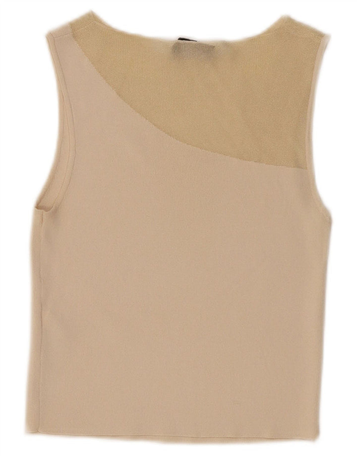 Vestă Crop Top Femei Zara UK 8 Mic Bej Nylon