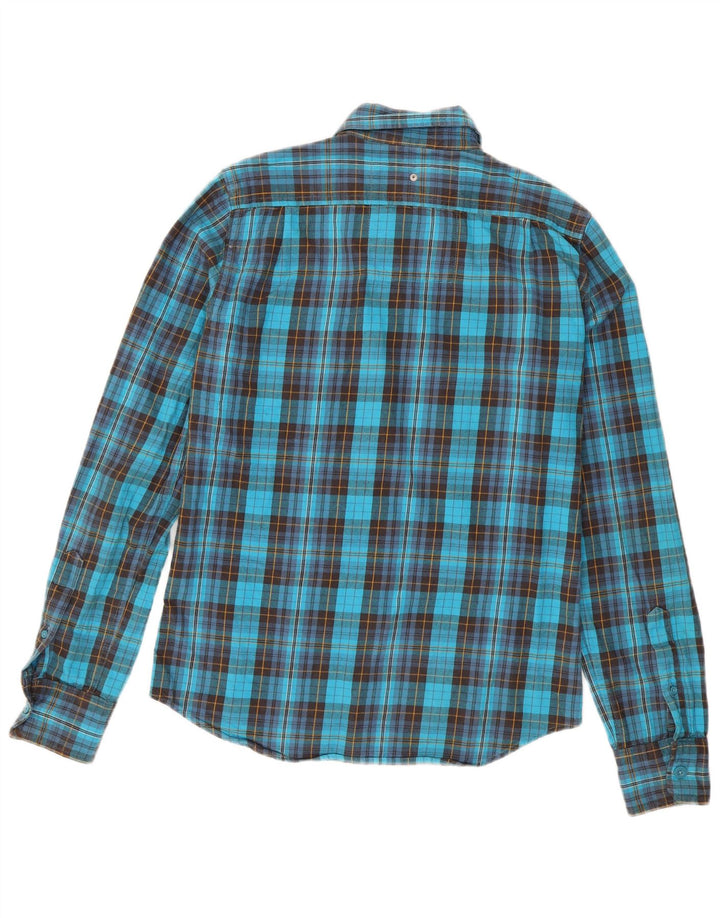 Cămașă de flanel pentru bărbați Superdry, bumbac cu carouri albastru mediu