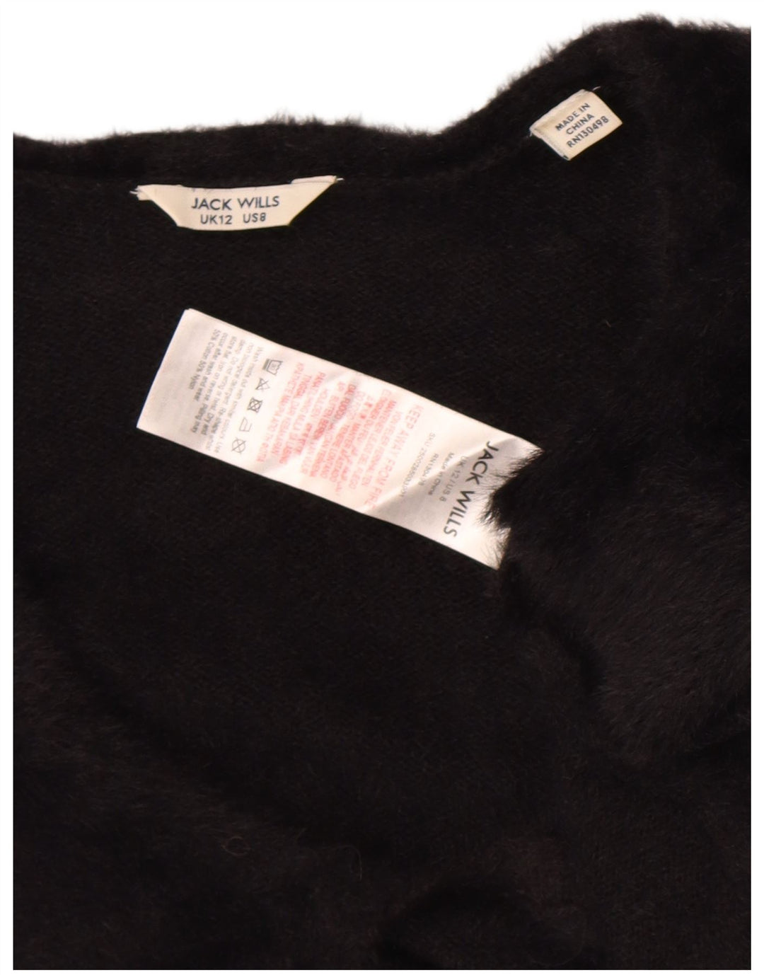 Jack Wills Pulover Bolero pentru femei UK 12, bumbac mediu negru