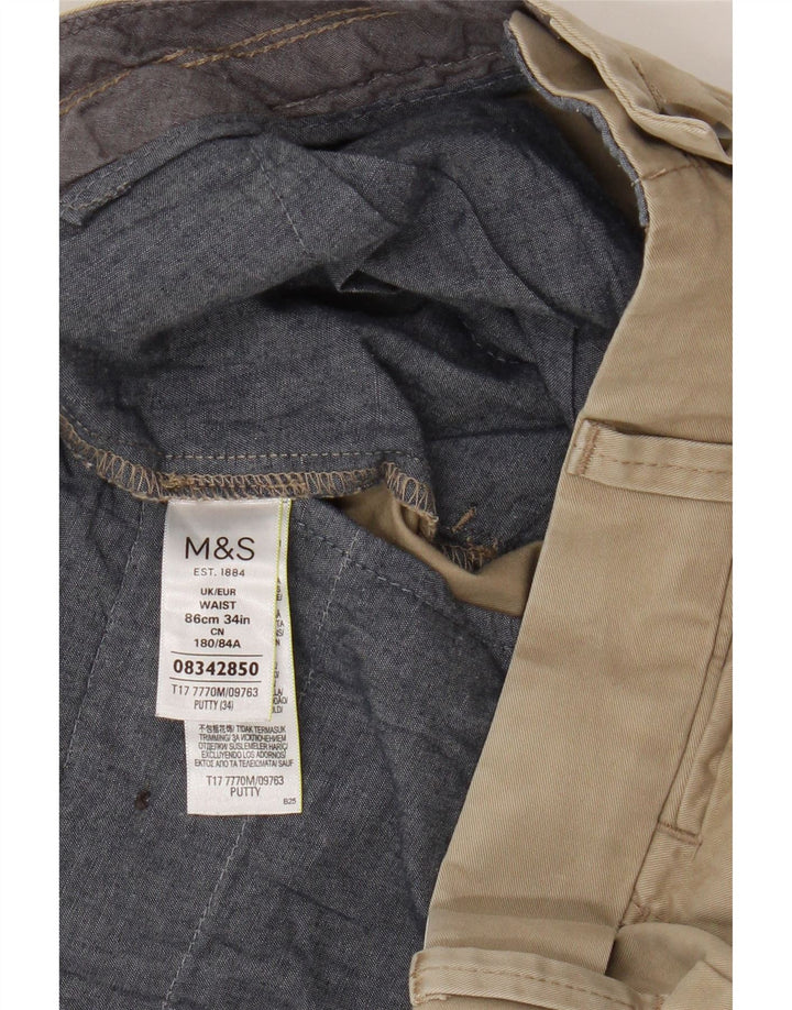 Pantaloni scurți chino pentru bărbați Marks & Spencer W34, mari, bej, bumbac