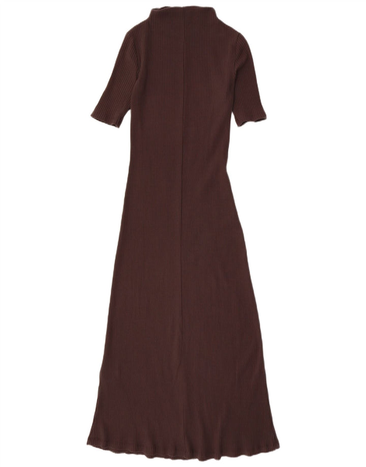ZARA Womens Maxi Dress UK 10 Small Brown Cotton