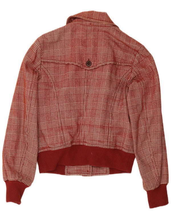 Jachetă Sisley Bomber pentru femei UK 6 XS Burgundy Houndstooth Wool