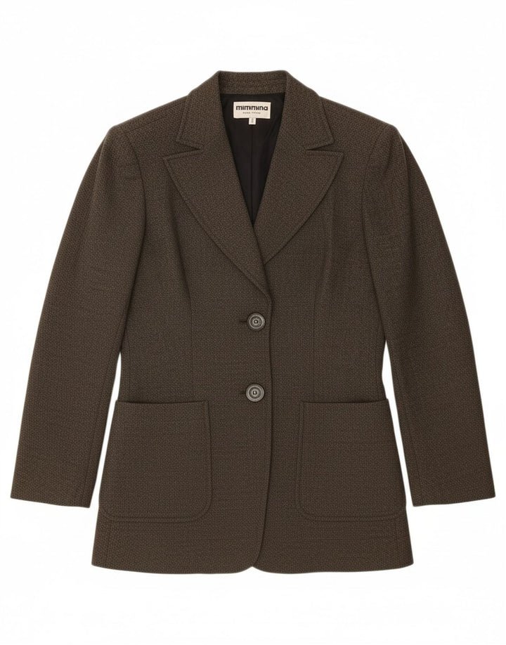 MIMMINA Womens 2 Button Blazer Jacket IT 42 Medium Brown Virgin Wool