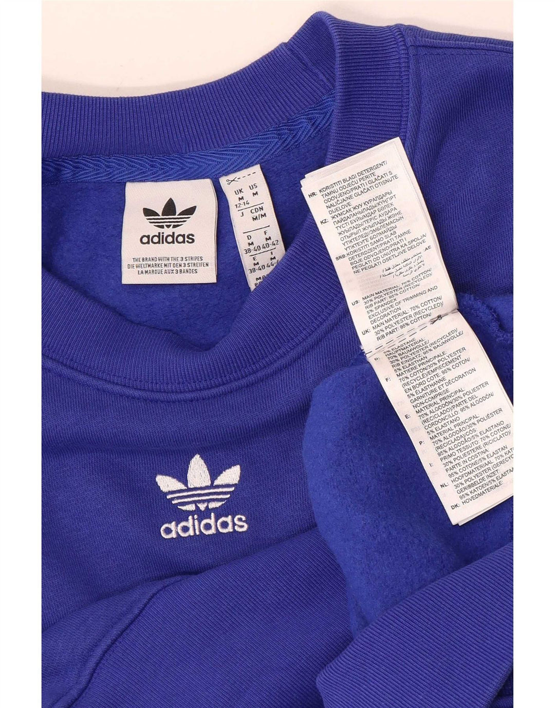 Pulover adidas supradimensionat pentru femei UK 12/14 bumbac albastru mediu