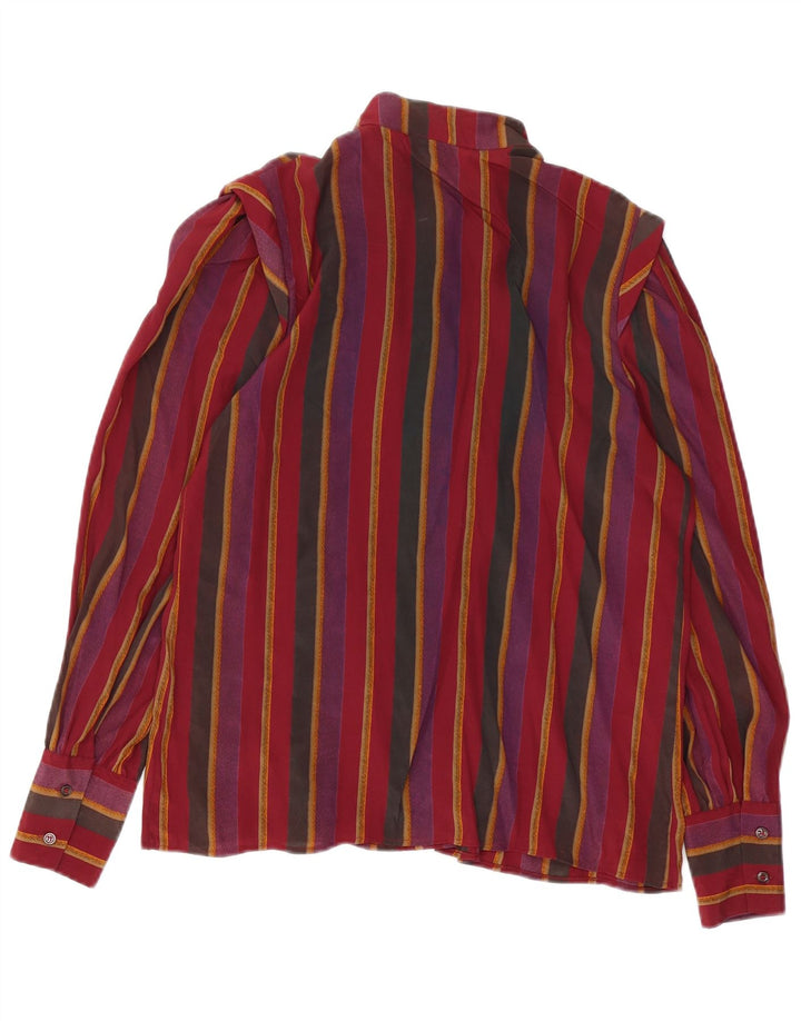 Bluză cămașă pentru femei VINTAGE IT 46 Mătase mare cu dungi bordeaux