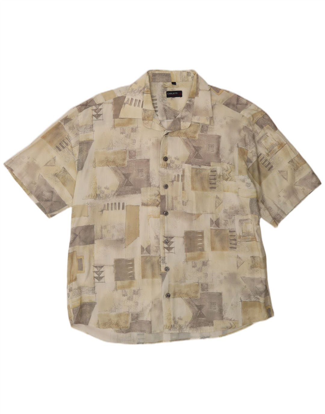 Carletti Cămașă cu mânecă scurtă pentru bărbați 2XL Bej Patchwork