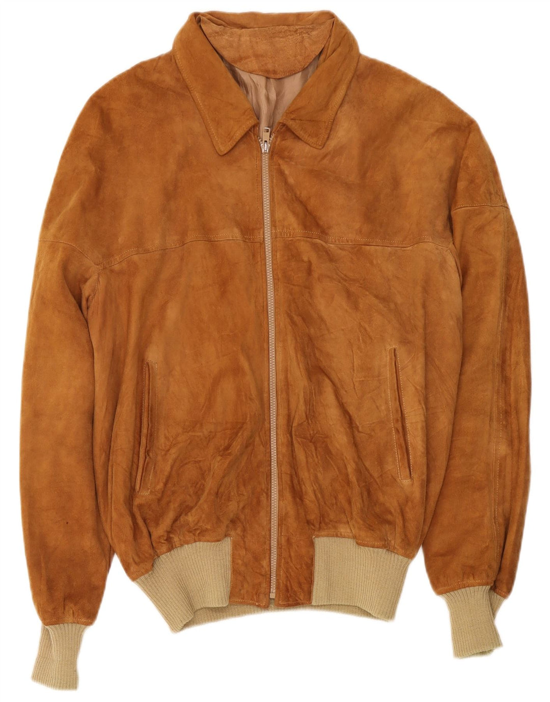 Bomber vintage pentru bărbați din piele intoarsa UK 40 mare, maro, din piele