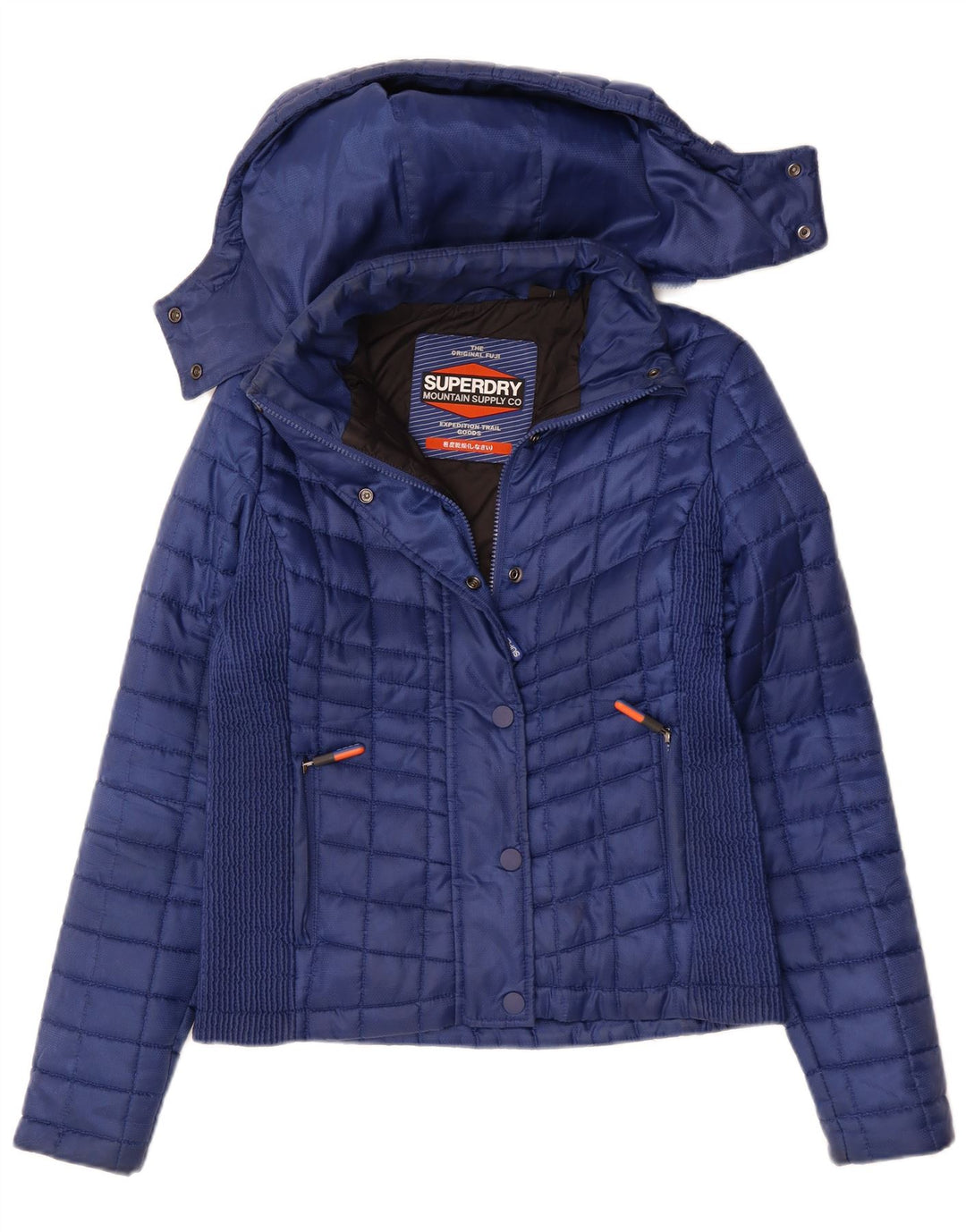 SUPERDRY Jachetă căptușită cu glugă pentru femei UK 12 Poliester mediu albastru bleumarin