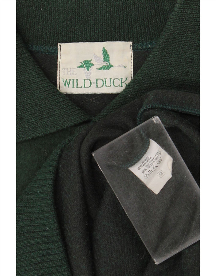 Pulover vintage pentru bărbați cu gât polo, lână verde medie