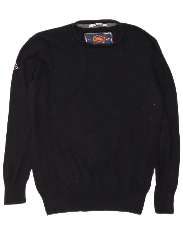 Pulover Superdry pentru bărbați cu gât crew pulover mic, negru, bumbac