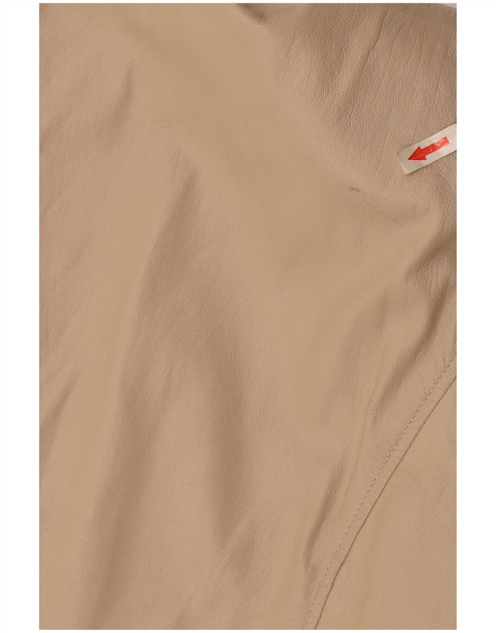 Jachetă de piele vintage pentru femei UK 18 XL din piele bej