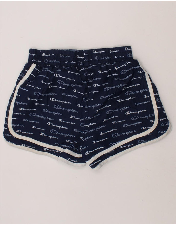 CHAMPION Girls Graphic Sport Shorts 9-10 Years Medium Navy Blue Polyester Vintage Champion and Second-Hand Champion from Messina Hembry 