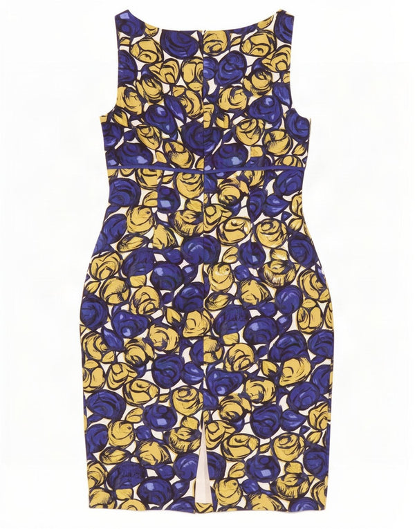 Hobbs Womens Sleeveless Sheath Dress UK 12 Medium Blue Floral Silk