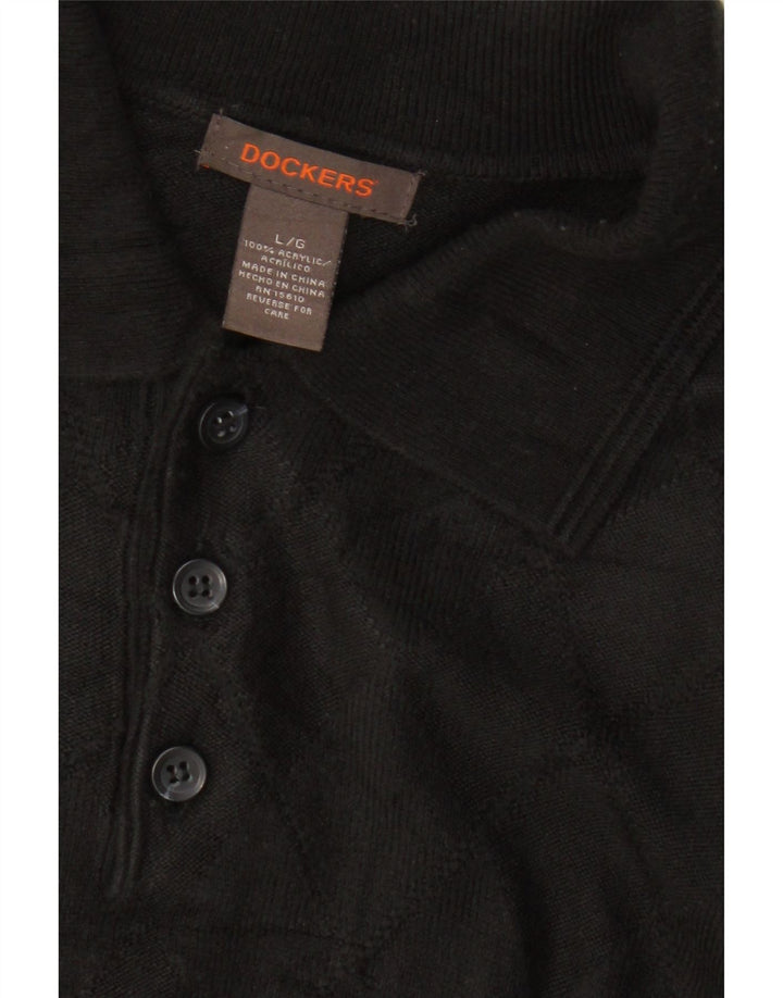 Pulover Dockers pentru bărbați cu gât polo mare, acrilic, negru