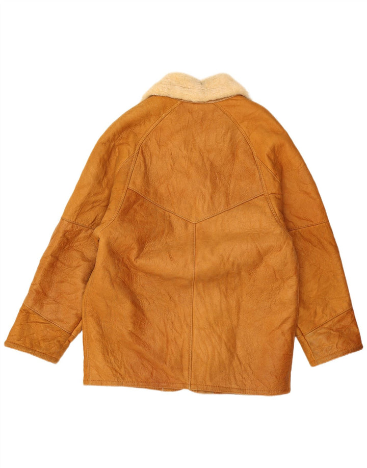 Jachetă din shearling pentru bărbați VINTAGE UK 40 din piele maro mare
