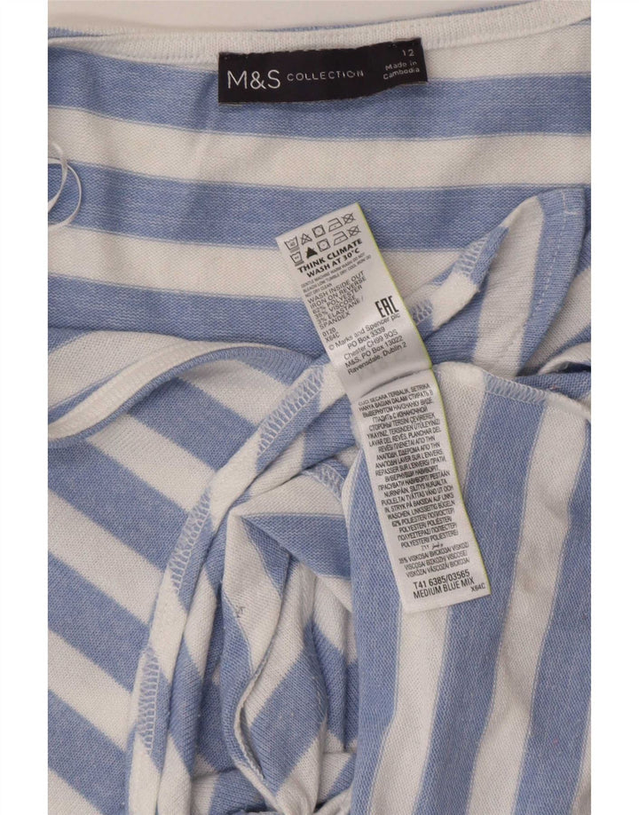 Bluză pentru femei Marks & Spencer, cu cravată în față, UK 12 Medium Blue Striped