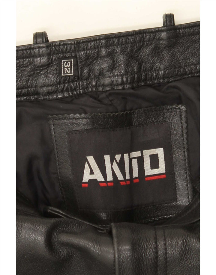 Pantaloni slim din piele pentru bărbați Akito W32 L34 din piele neagră