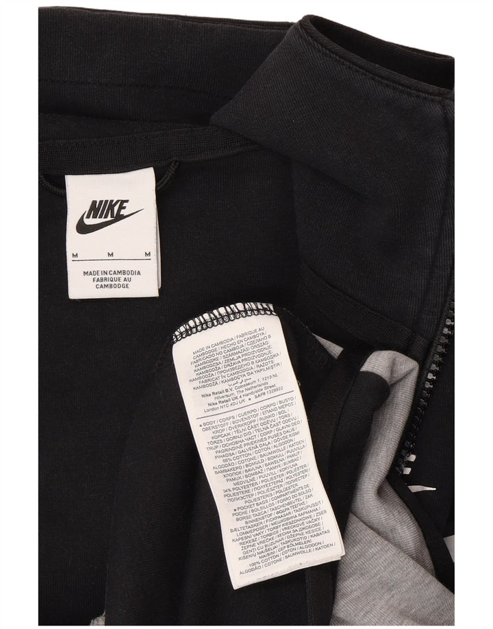 Pulover Nike pentru bărbați, cu fermoar, bumbac color bloc negru mediu