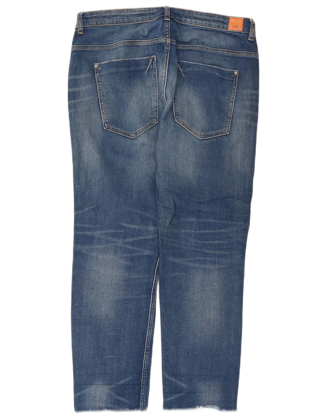 Blugi drepți distressed pentru femei Zara EU 42 Large W32 L28 Blue