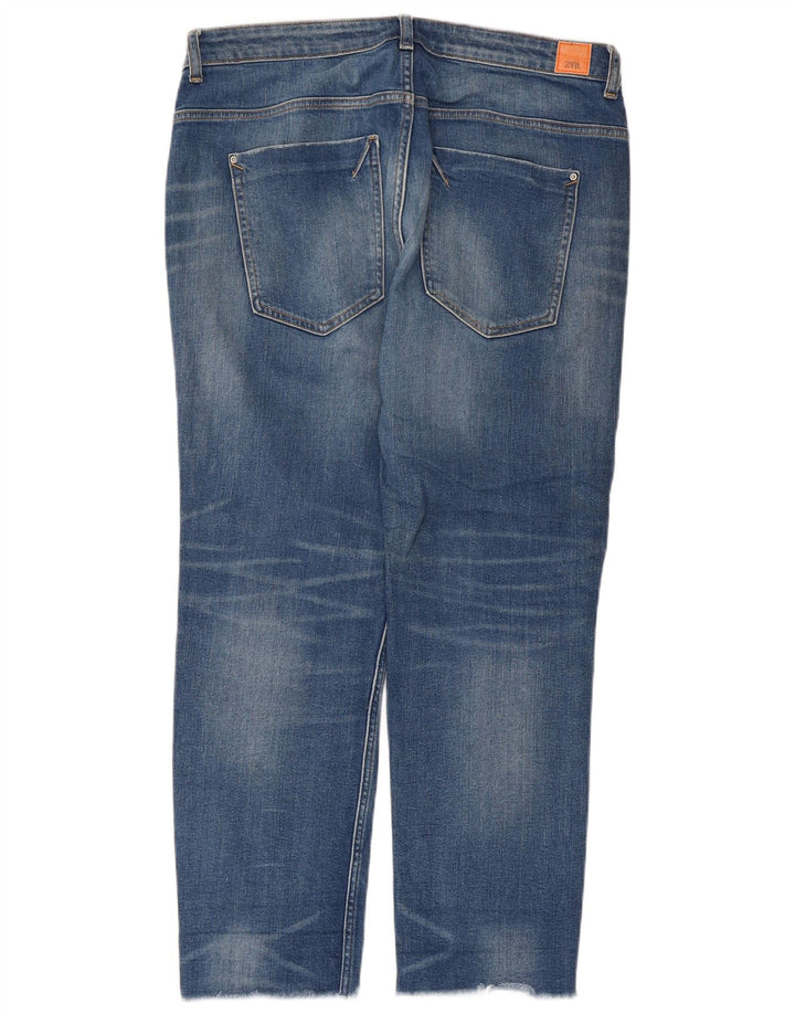 Blugi drepți distressed pentru femei Zara EU 42 Large W32 L28 Blue