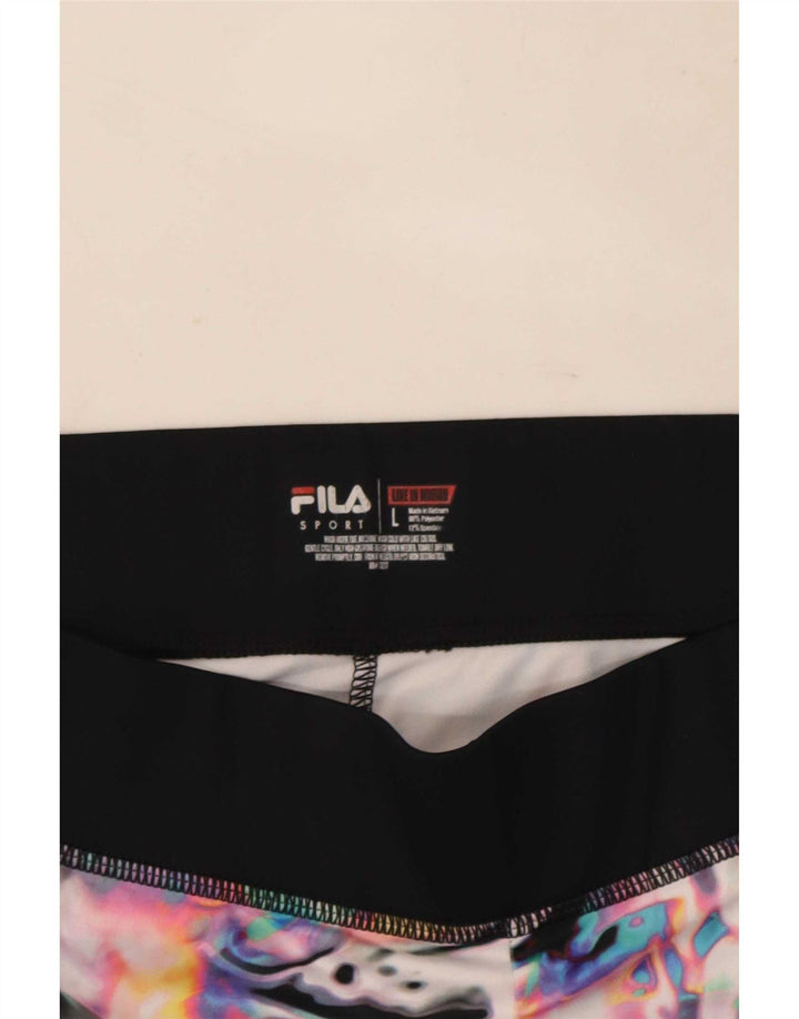 Leggings Capri cu model abstract Fila pentru femei UK 14 Poliester negru mare