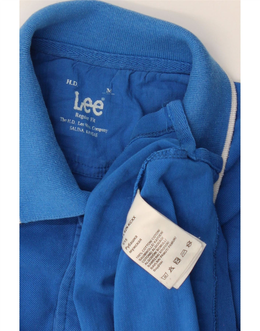 LEE Mens Regular Fit Polo Shirt Medium Blue Cotton Vintage Lee and Second-Hand Lee from Messina Hembry 