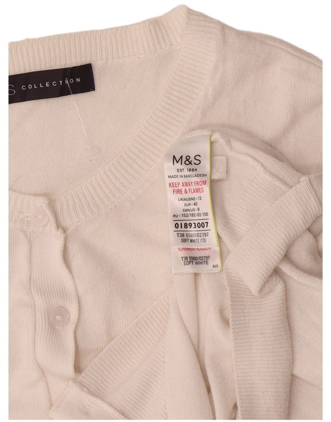 Marks & Spencer Pulover cardigan cu mâneci 3/4 pentru femei UK 12 Medium White