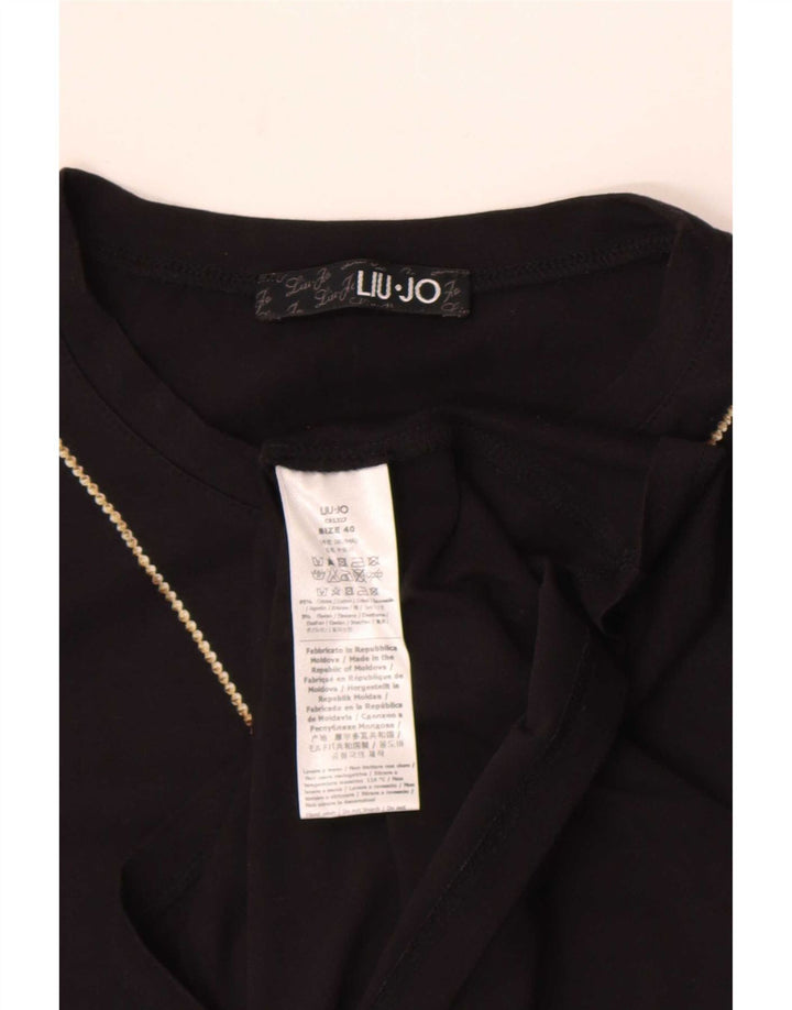 Liu Jo Tricou cu mânecă lungă cu grafică pentru femei IT 40 Bumbac negru mic