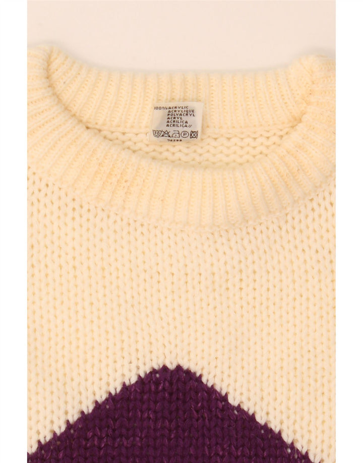 Pulover C&A pentru femei cu decolteu rotund EU 40 Medium Off White Argyle/Diamond