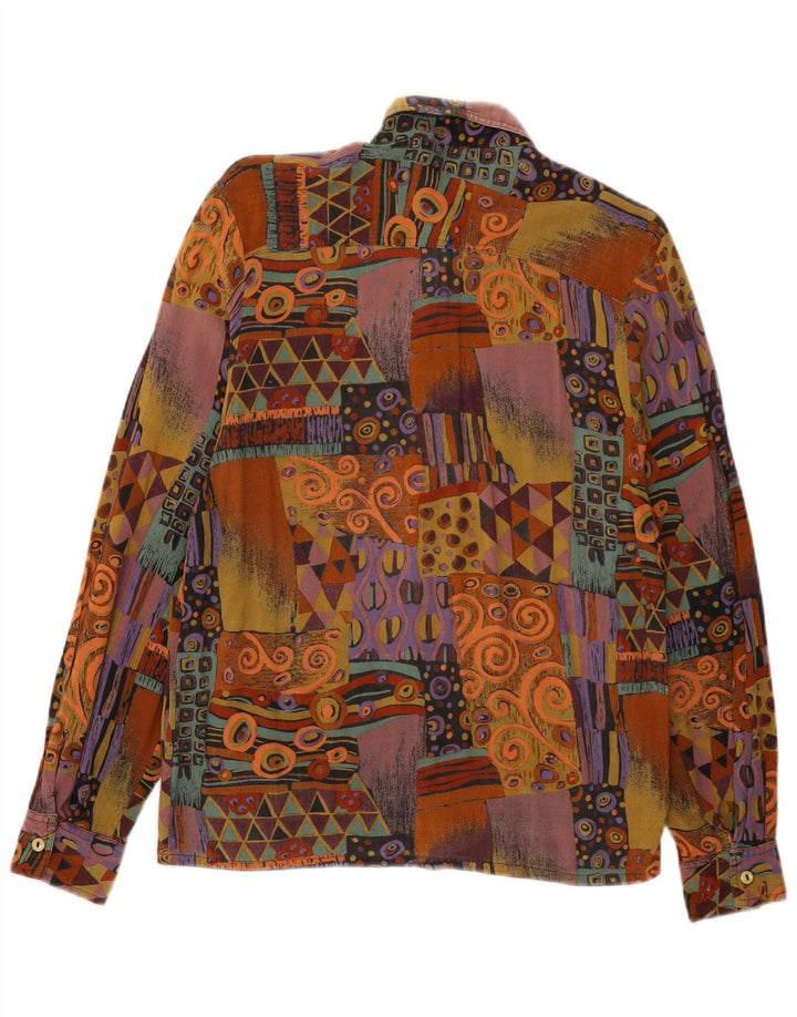 Bluză de cămașă vintage pentru femei UK 12 Medium Multicolor Geometric