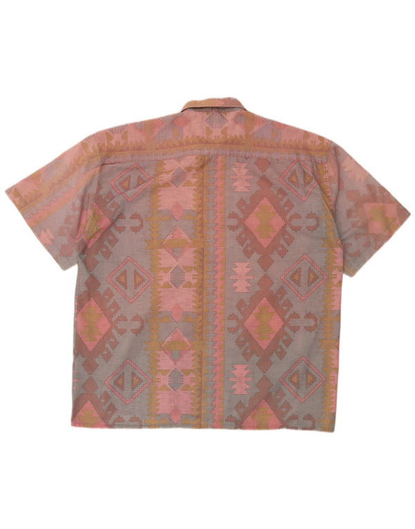 Cămașă cu mânecă scurtă pentru bărbați VINTAGE Poliester geometric multicolor XL
