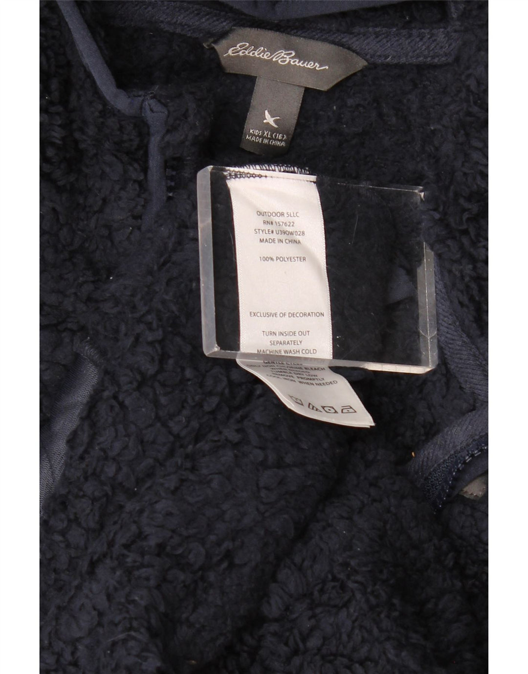 EDDIE BAUER Jachetă fleece cu glugă pentru băieți 15-16 ani XL bleumarin Poliester