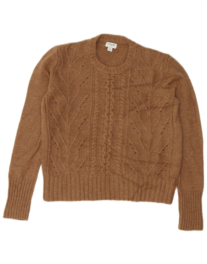 J. Crew Pulover cu decolteu rotund pentru femei UK 10 Poliamidă maro mică