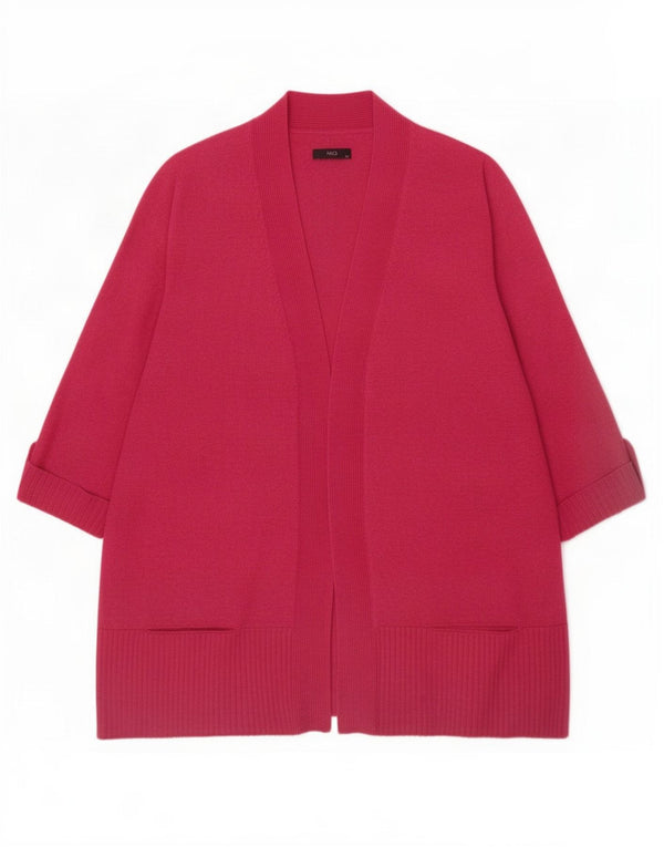M&Co Pulover cardigan deschis pentru femei cu mâneci 3/4 UK 14 mare, roz, viscoză
