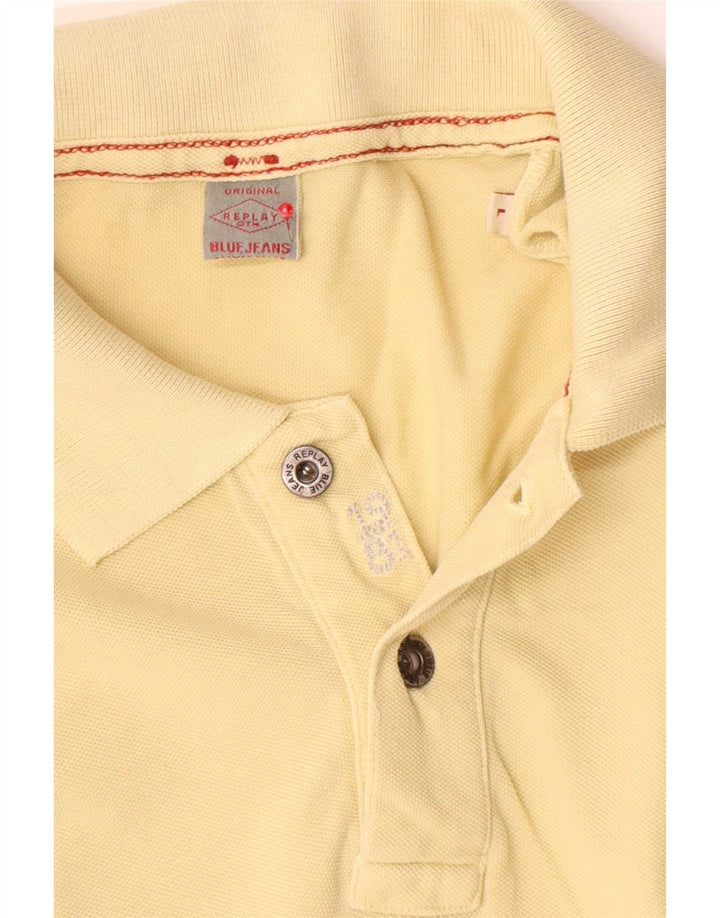 Tricou polo pentru bărbați Replay, bumbac galben mare
