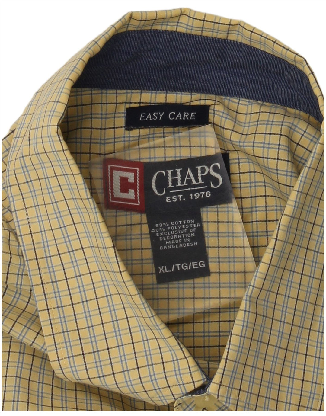 Cămașă pentru bărbați Chaps Easy Care XL, bumbac cu carouri galbene
