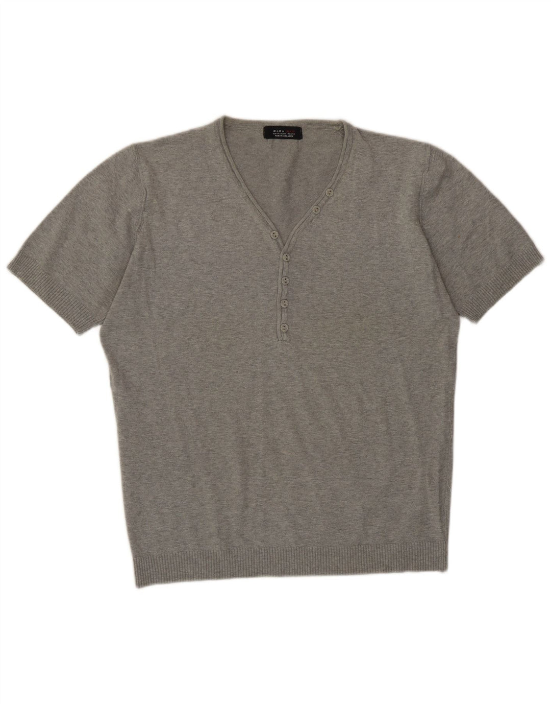 Pulover pentru bărbați Zara, cu mânecă scurtă, cu decolteu în V, XL, gri