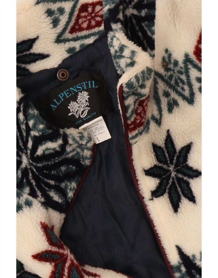 Jachetă vintage pentru bărbați din lână UK 40, mare, alb, din poliester Fair Isle