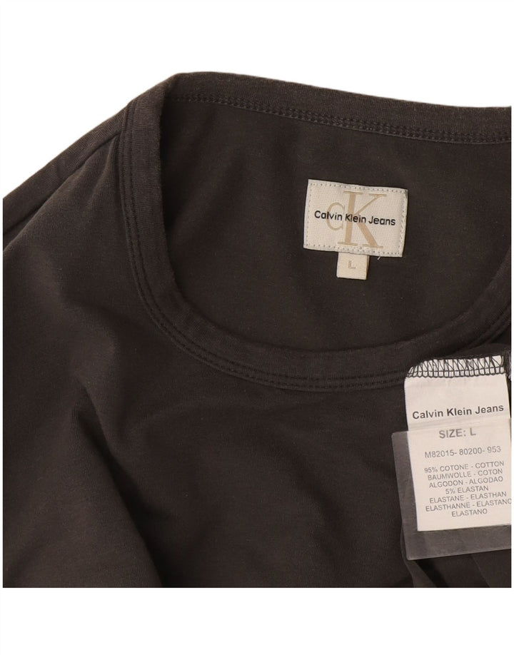 Calvin Klein Jeans Top grafic pentru bărbați cu mânecă lungă, mare, gri bumbac