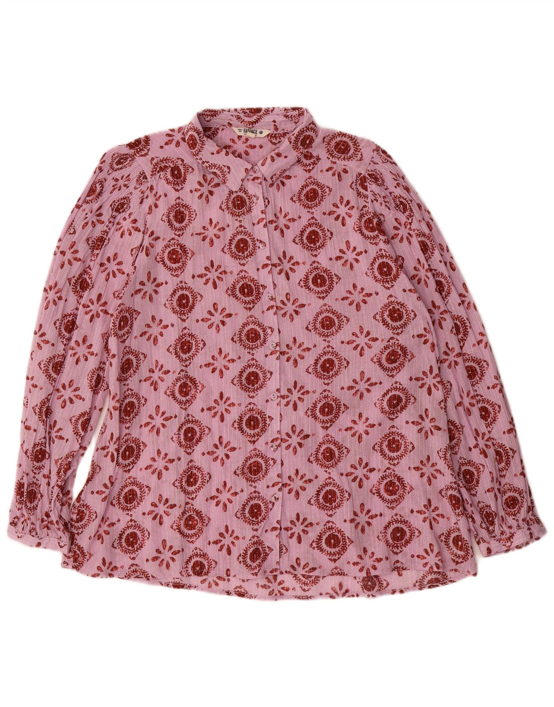 Cămașă supradimensionată pentru femei Fat Face UK 14 Medium Pink Geometric Bumbac