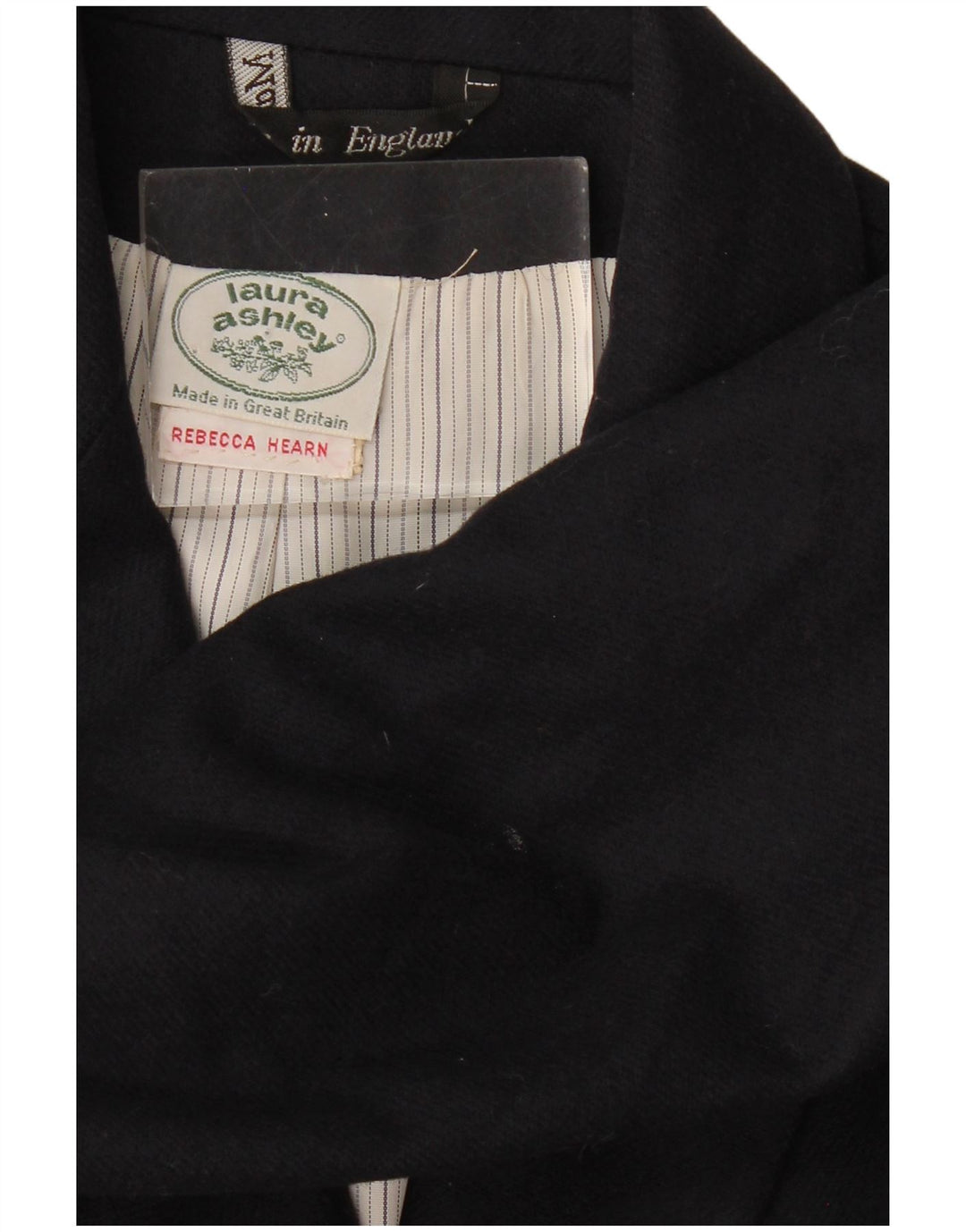 LAURA ASHLEY Jachetă pentru femei la dublu piept UK 14 Lână neagră medie