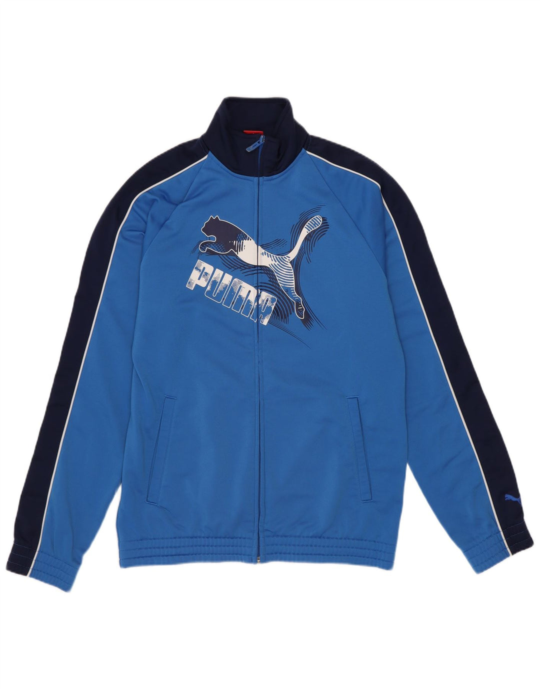 Jachetă de trening cu grafic Puma pentru băieți 13-14 ani, albastru, color block