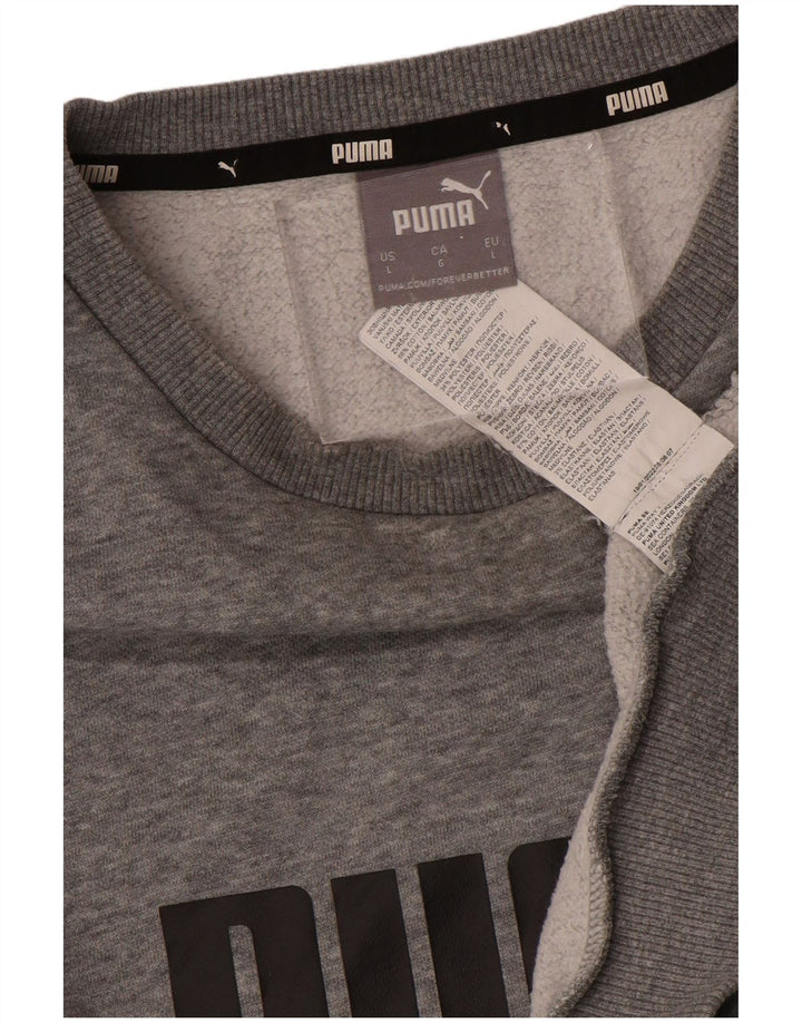 PUMA Mens Graphic Sweatshirt Jumper Large Grey Flecked Cotton