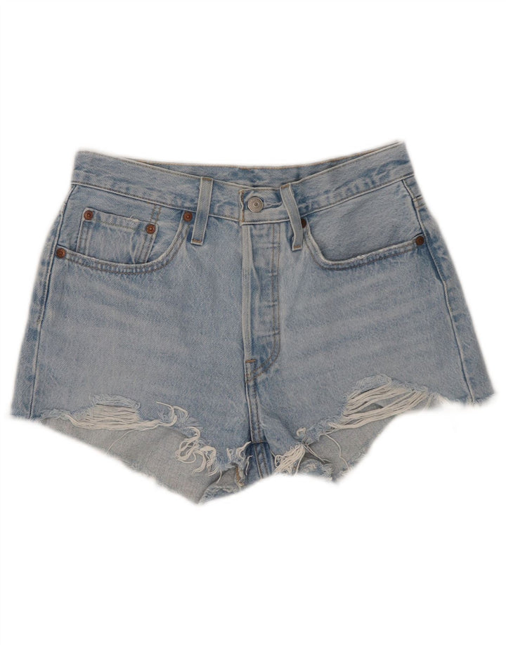 Pantaloni scurți Levi's 501 din denim distressed W26 Small Blue Bumbac