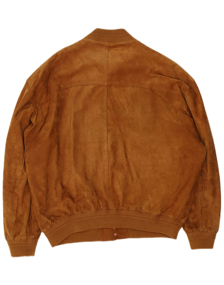 Jachetă bomber din piele intoarsa pentru barbati James Dillon UK 44 2XL piele maro