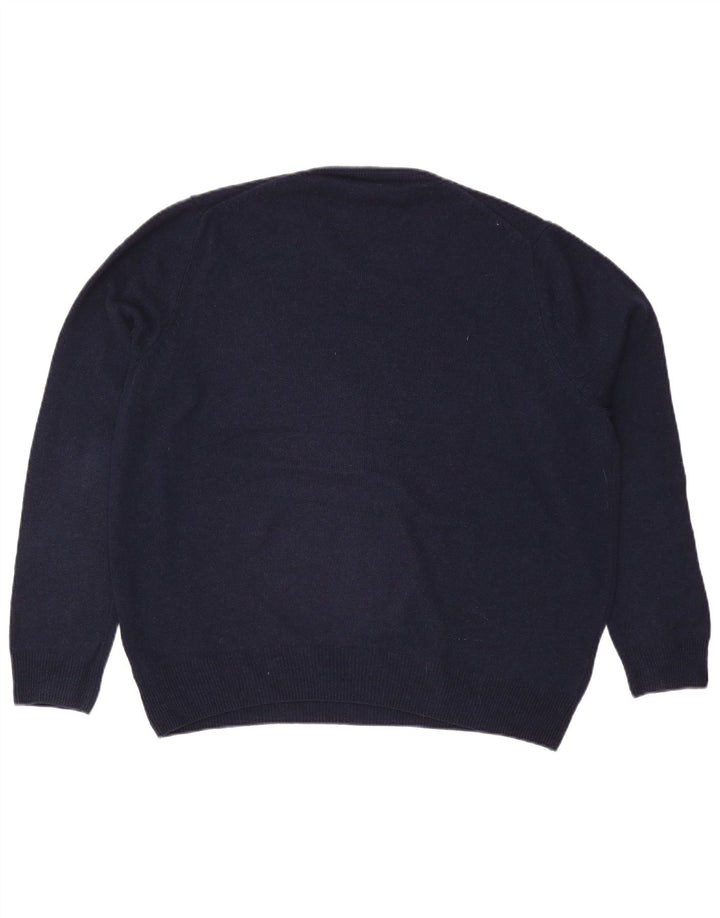 Pulover pentru bărbați Marks & Spencer, cu decolteu în V, XL, lână bleumarin
