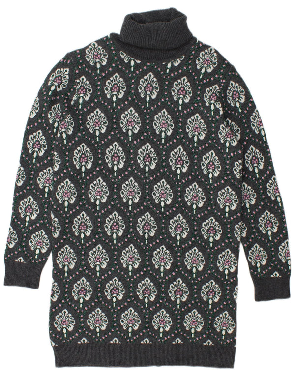 Blumarine Rochie Jumper supradimensionată pentru femei UK 8 Mic Gri Floral Lână